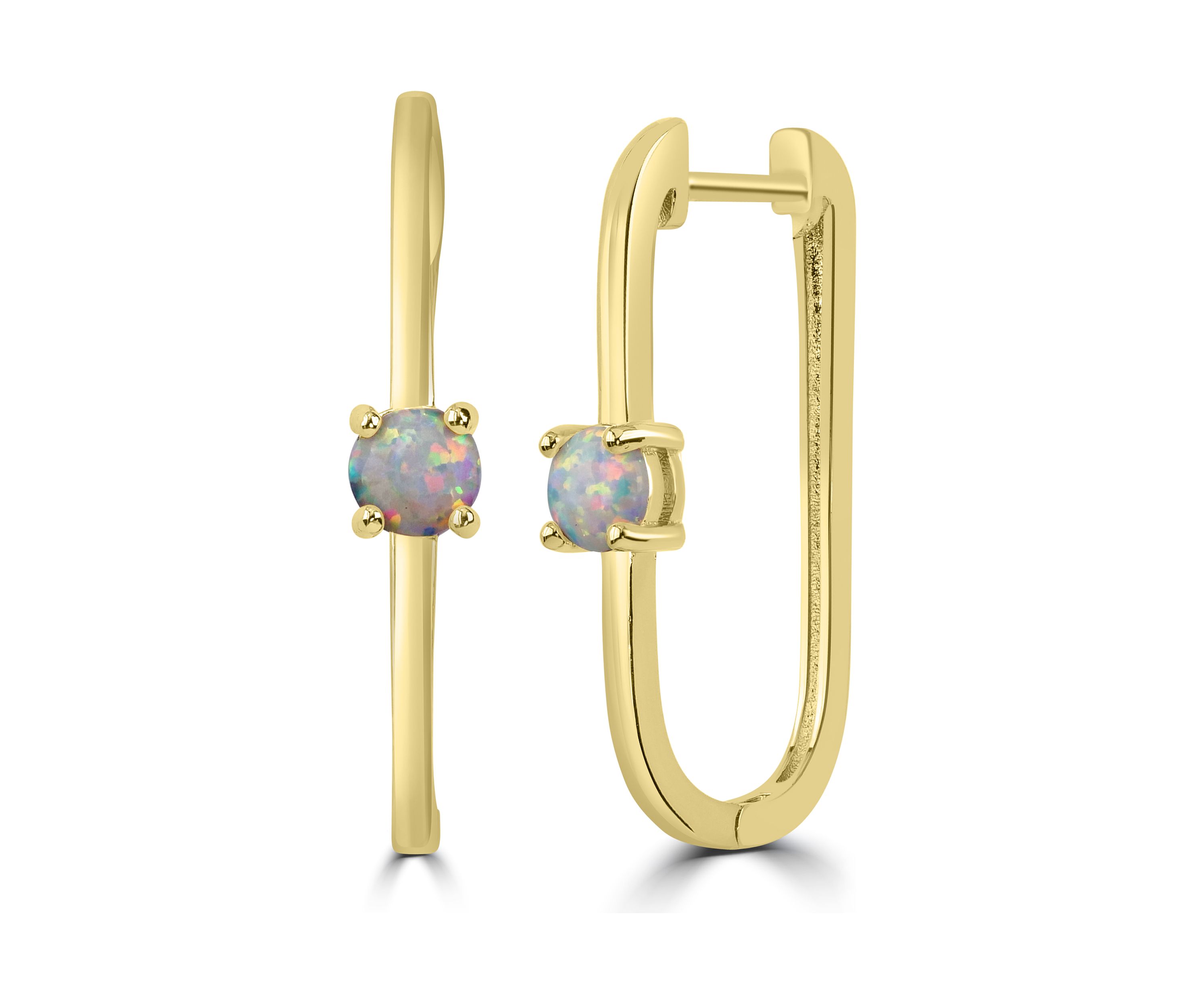 Gold-Plated Synthetic Opal U-Hoop Earrings