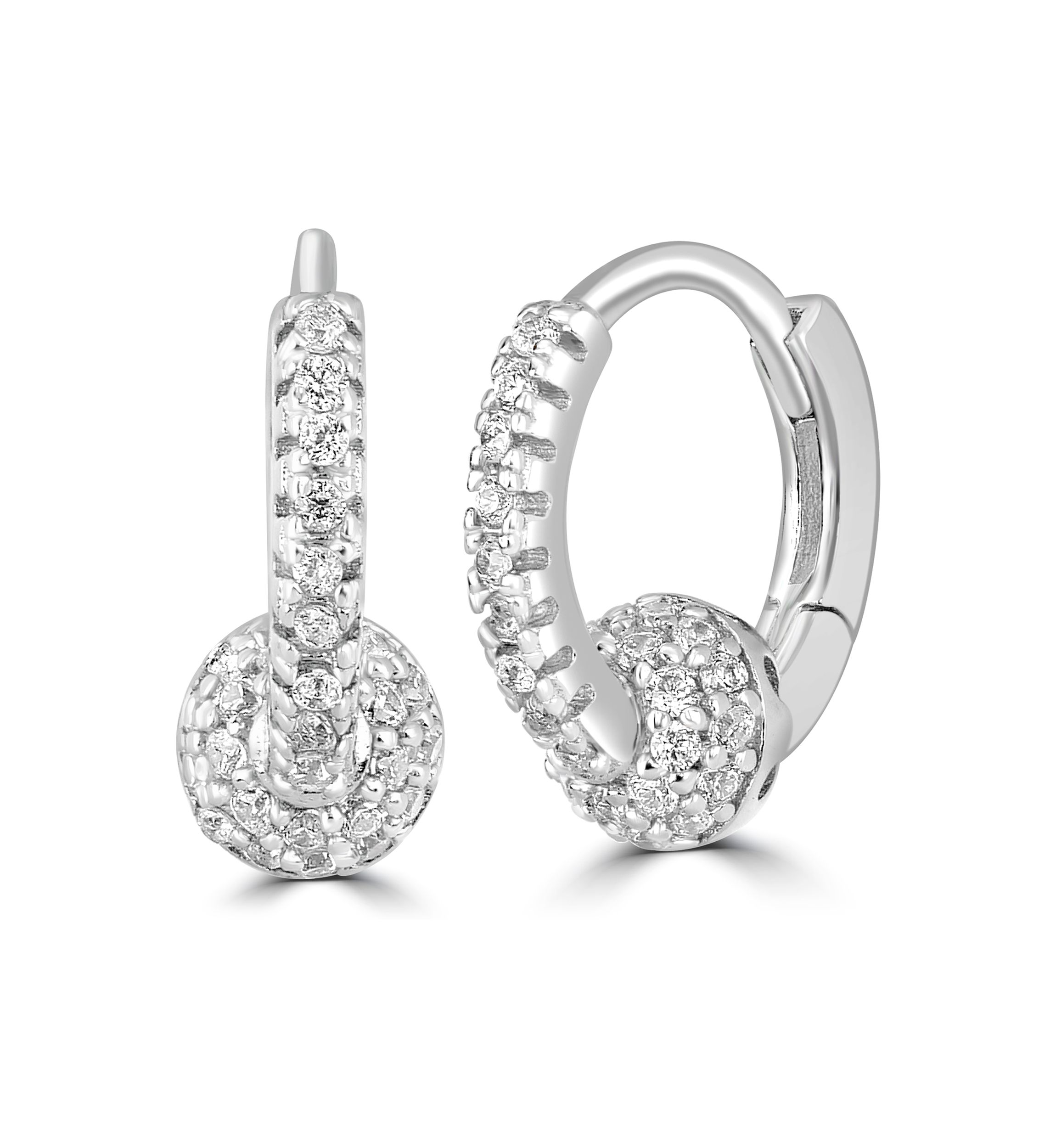 Sterling Silver Cubic Zirconia Pavé Hoop Earrings