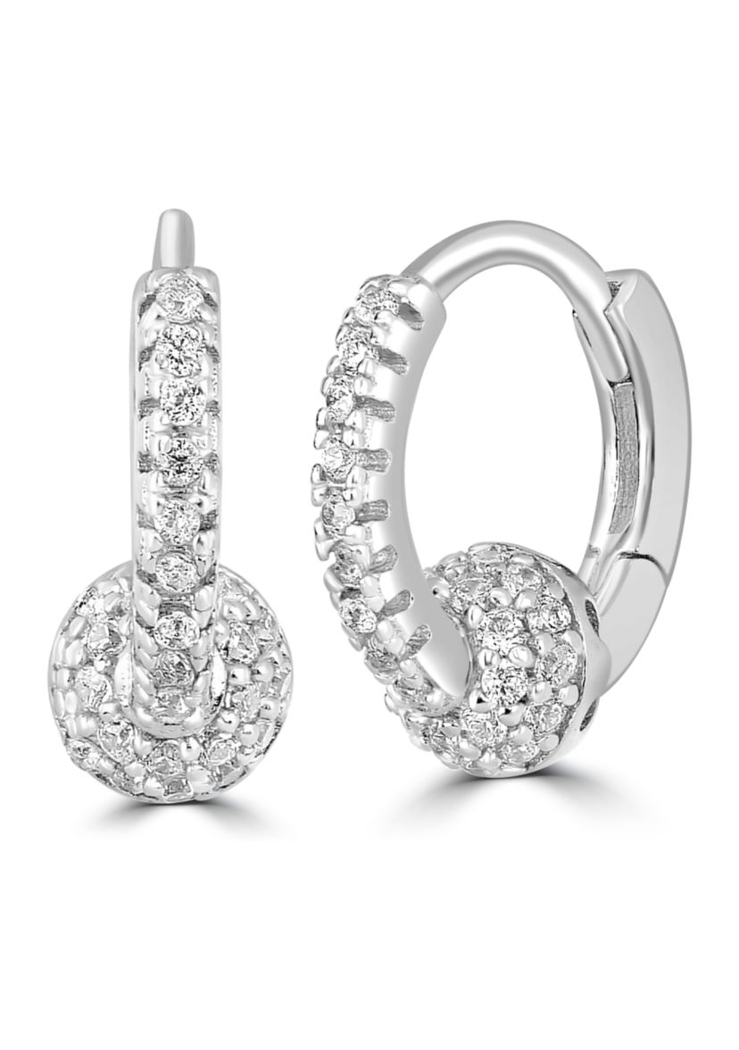 Sterling Silver Cubic Zirconia Pavé Hoop Earrings
