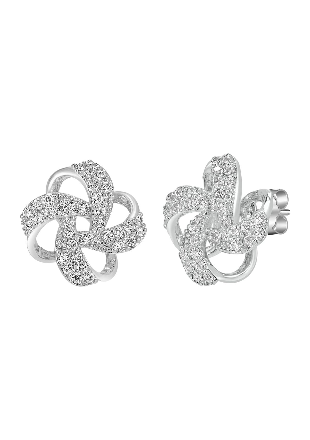 Sterling Silver Cubic Zirconia Pinwheel Stud Earrings