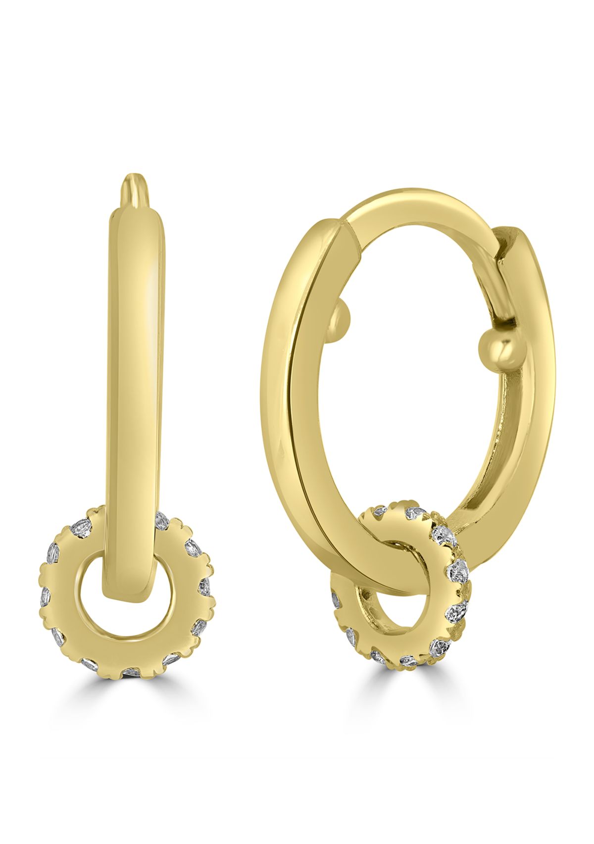 Gold Over Sterling Silver Charm Hoops 