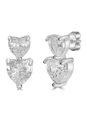 Belk Silverworks Sterling Silver Cubic Zirconia Heart Stud Earrings