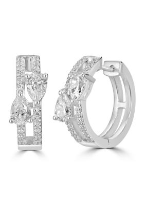Belk Silverworks Lab Grown Sterling Silver Cubic Zirconia Hoop Earrings