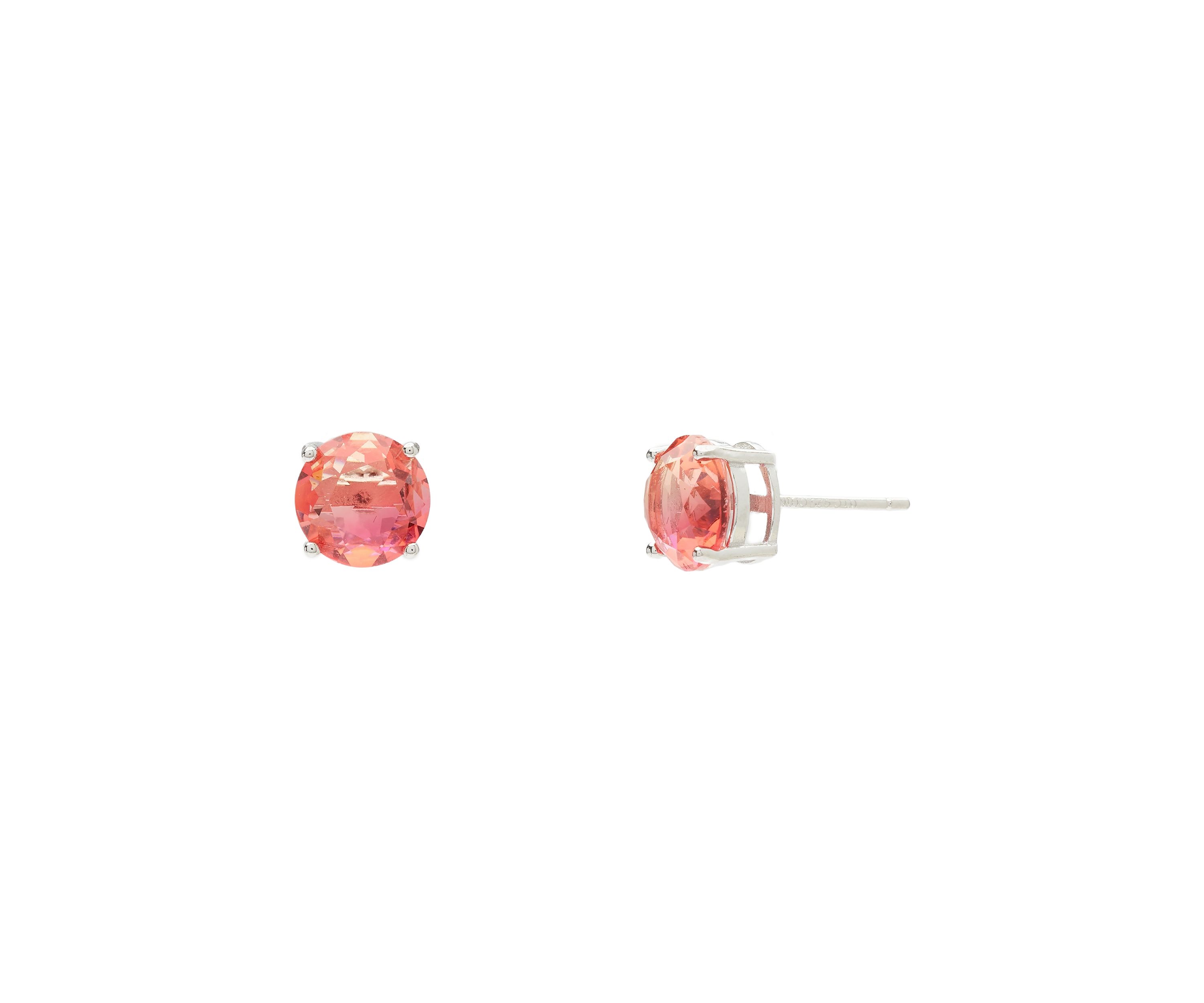 Sterling Silver Pink Stud Earrings
