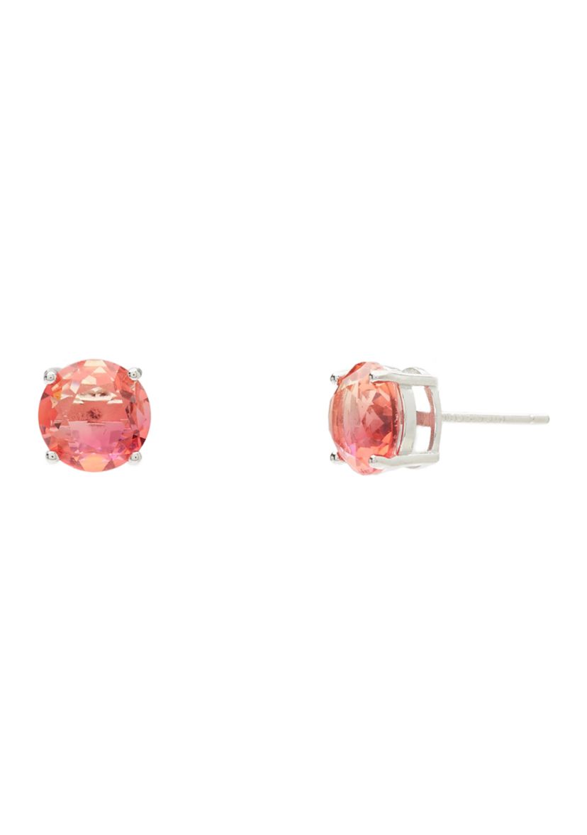 Sterling Silver Pink Stud Earrings