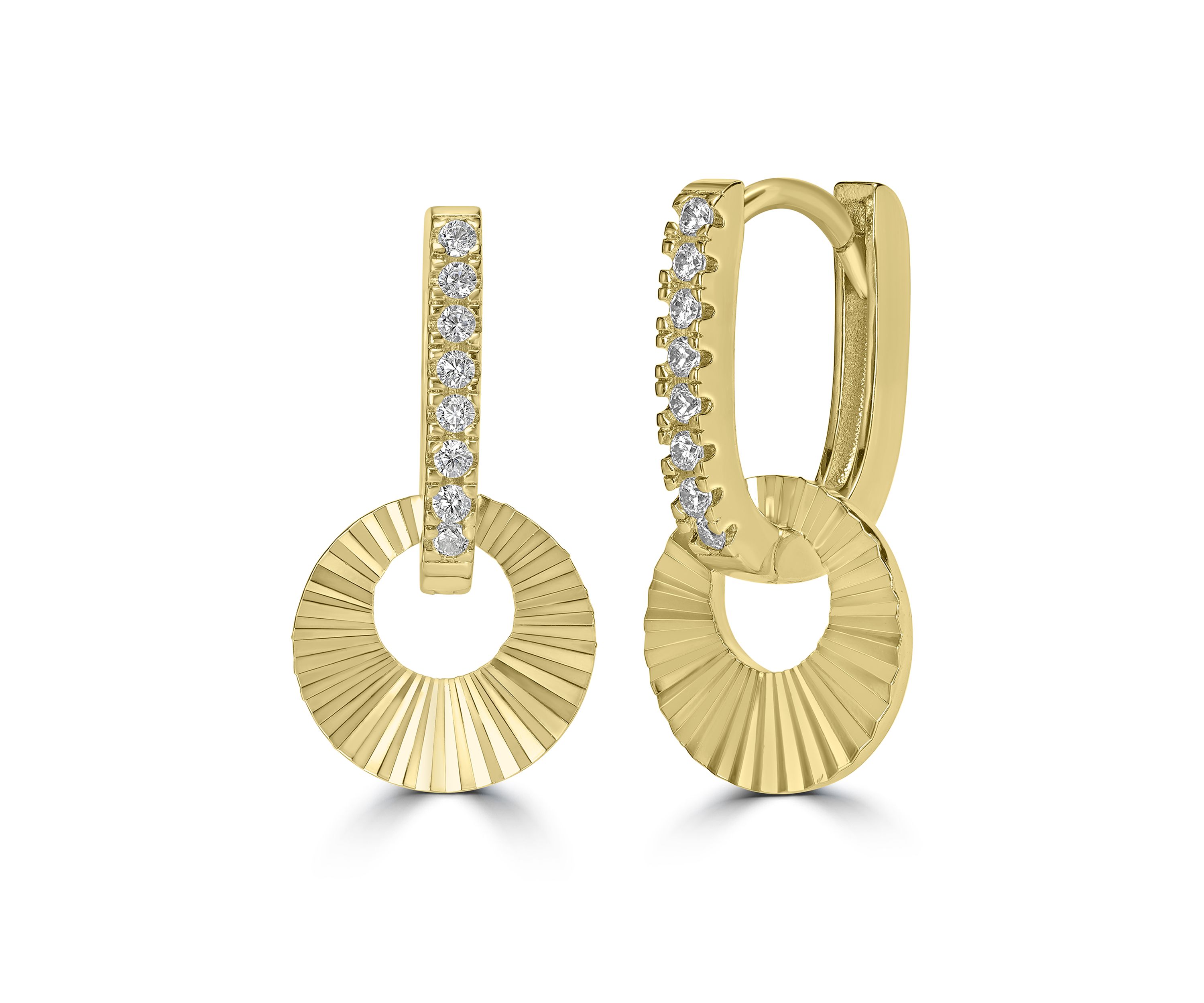 Gold-Plated Cubic Zirconia Huggie Drop Earrings