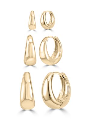 Belk Silverworks Fine Plated Huggie Earring Set, Gold