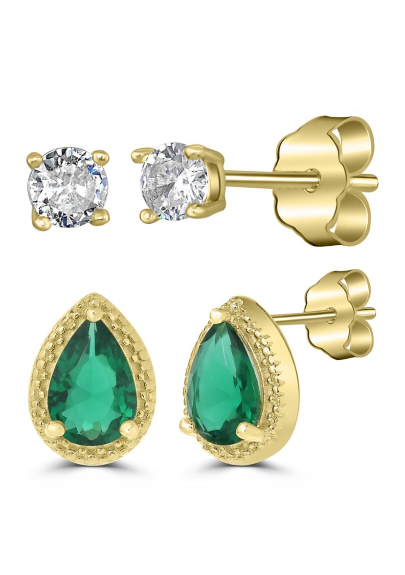 Gold Plated Cubic Zirconia Earring Set 