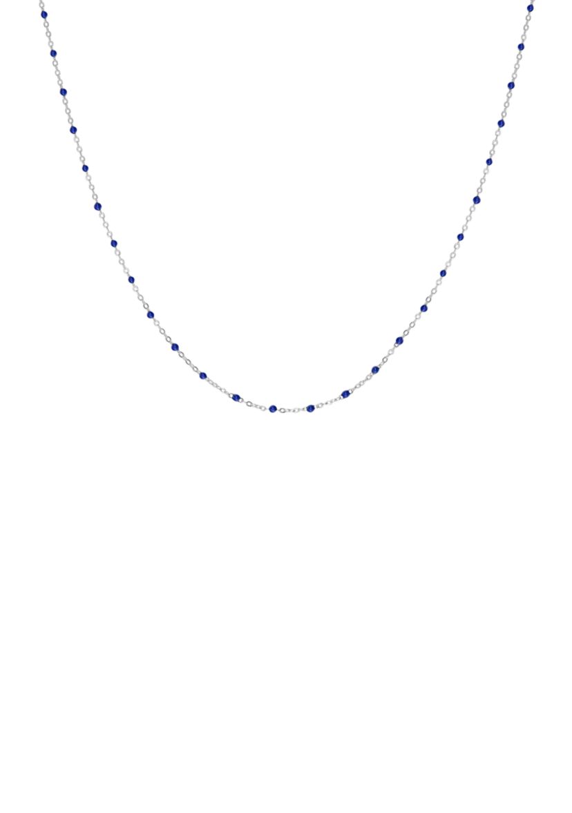 Dark Blue Stone Chain Necklace in Sterling Silver