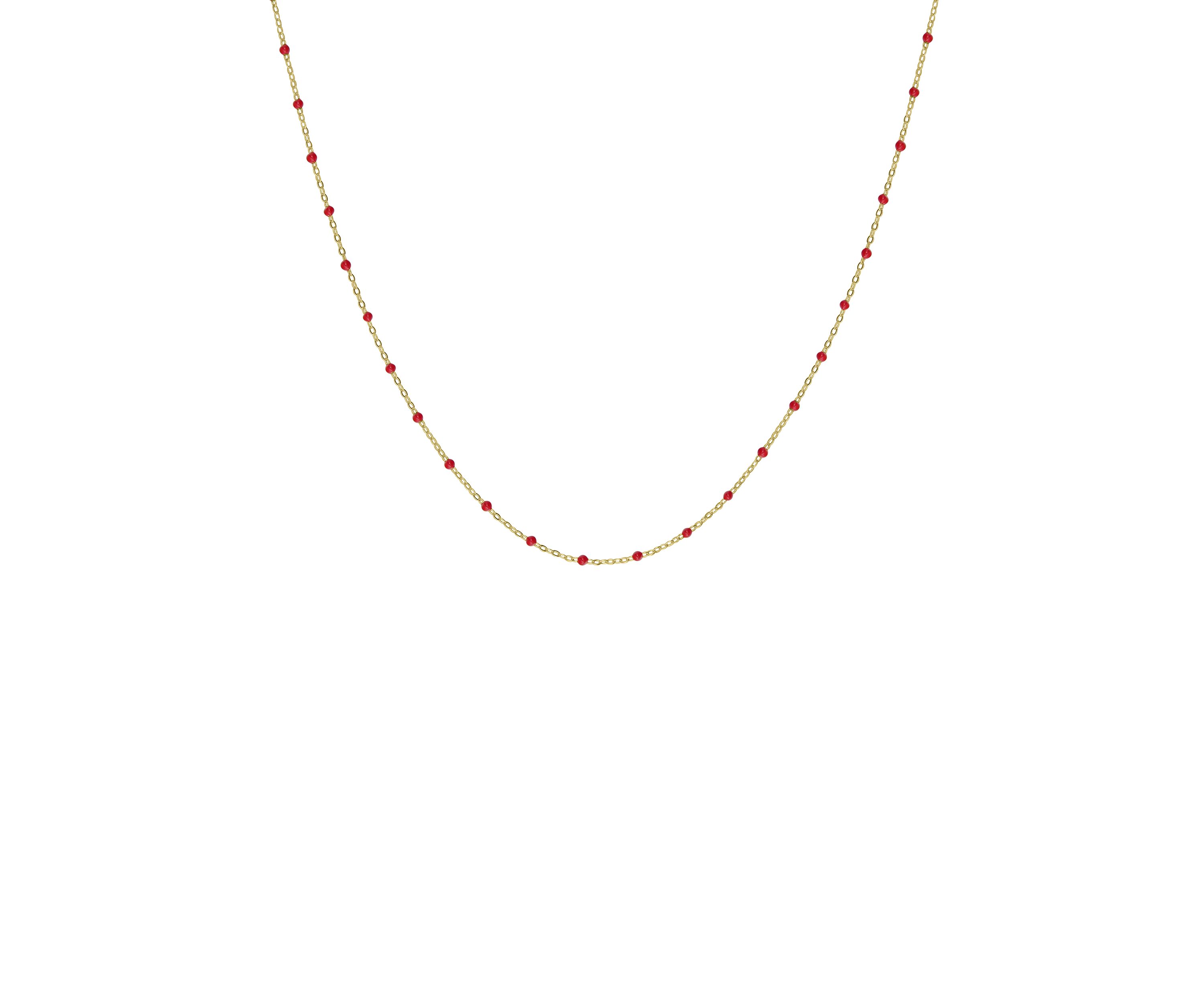 Red Stone Chain Necklace in Gold Over Sterling Silver