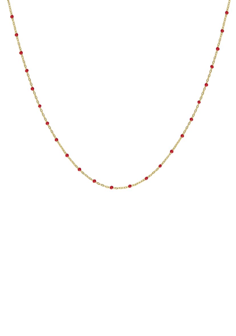 Red Stone Chain Necklace in Gold Over Sterling Silver