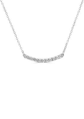 Belk Silverworks Sterling Silver CZ Prong Set Bar Necklace