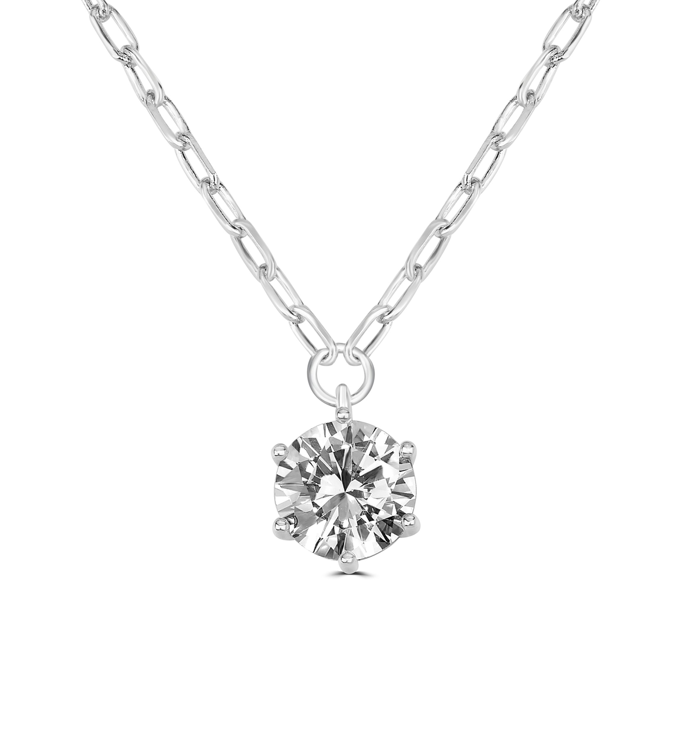 Round Solitary Pendant Necklace