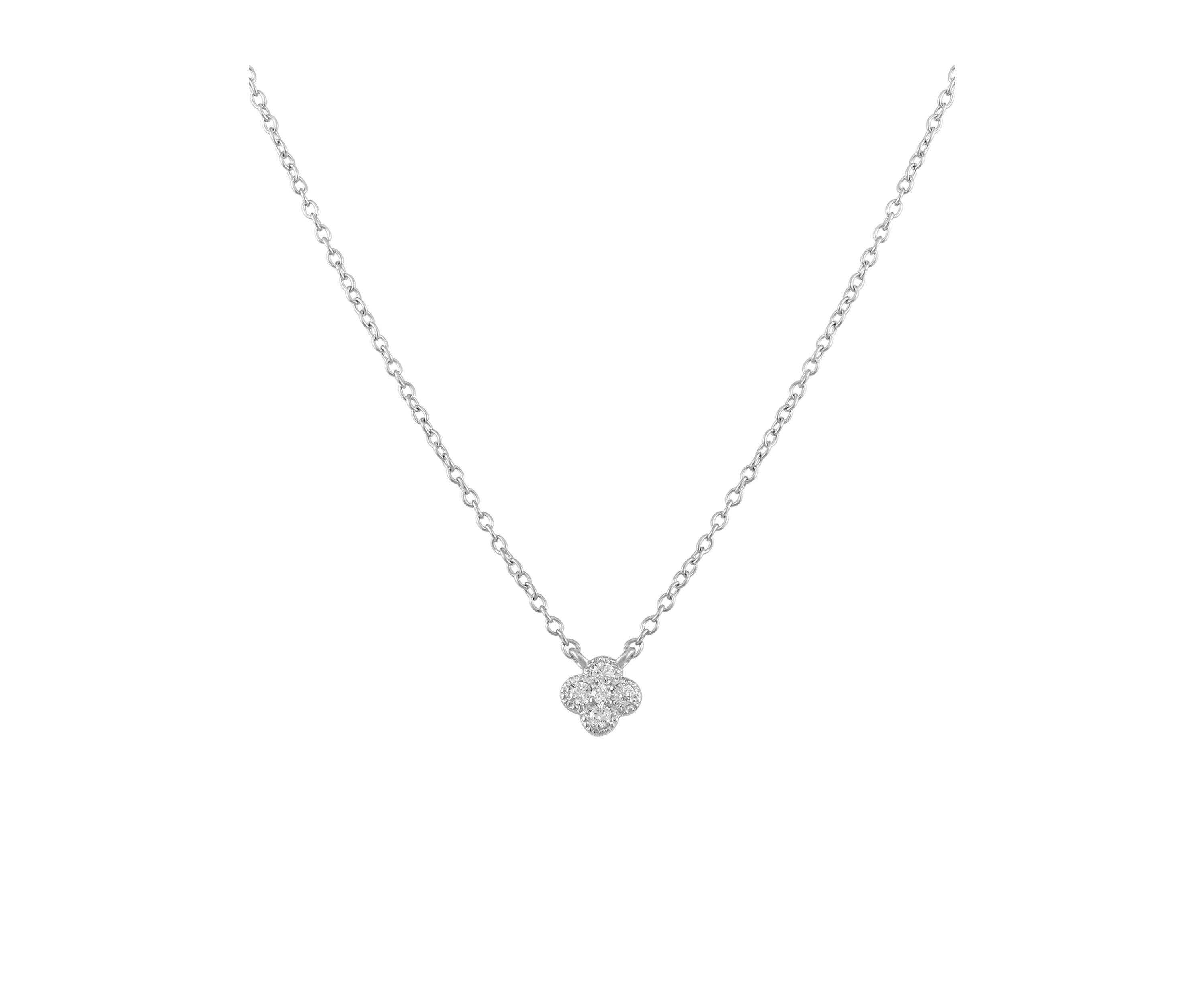 Sterling Silver Cubic Zirconia Clover Pendant Necklace