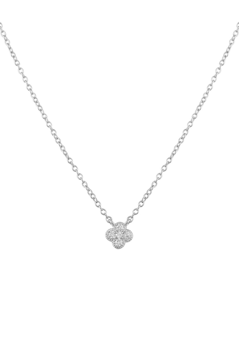 Sterling Silver Cubic Zirconia Clover Pendant Necklace