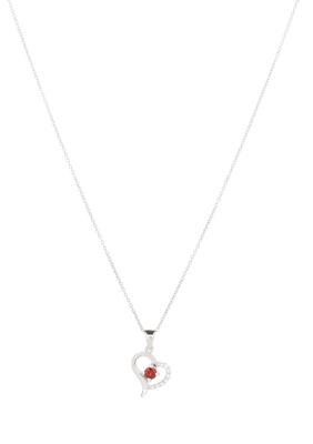 Belk Silverworks Garnet Heart Floating Pendant Necklace