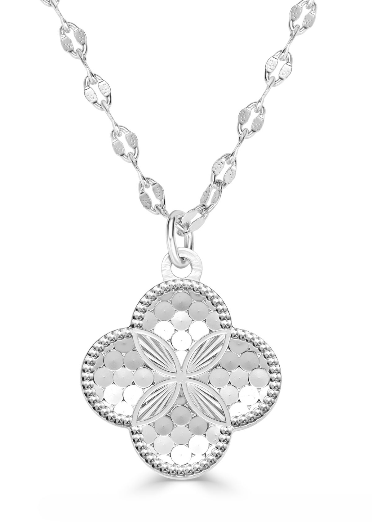 Plated Clover Pendant Necklace