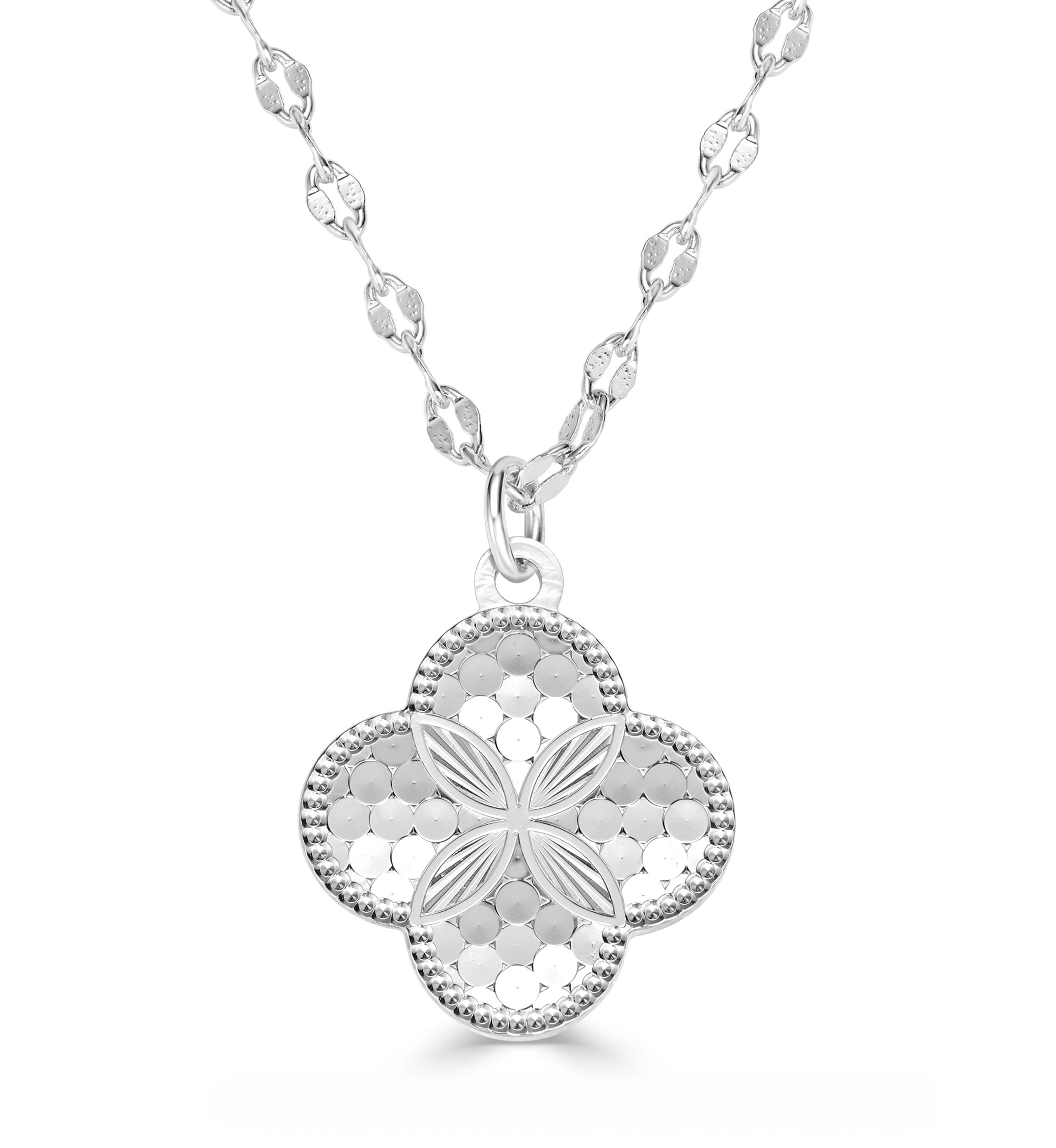 Plated Clover Pendant Necklace