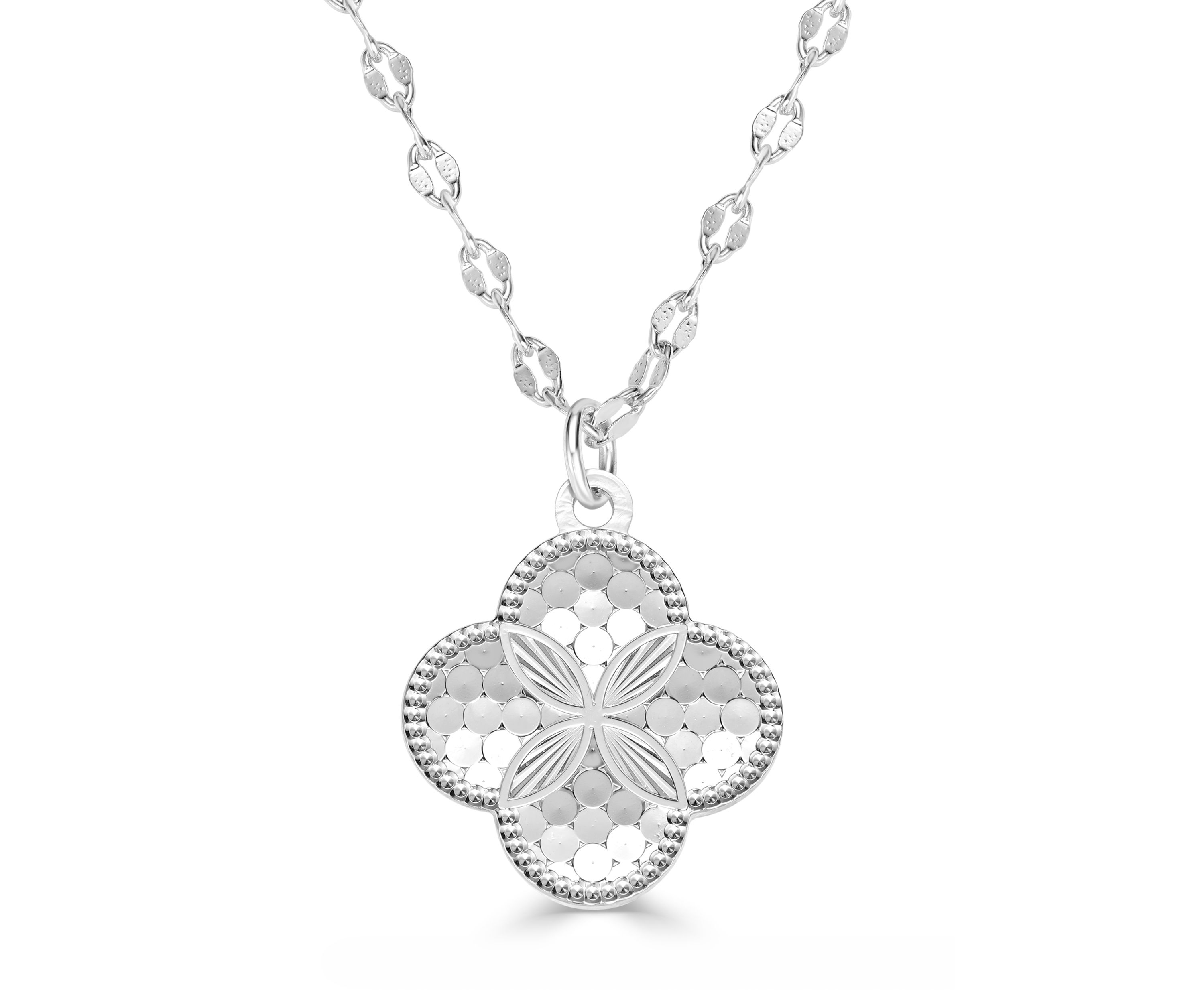 Plated Clover Pendant Necklace