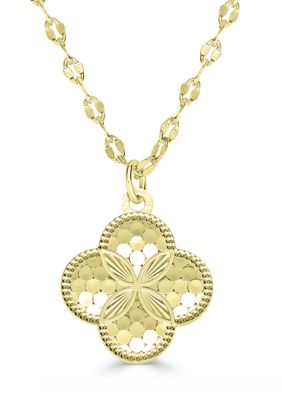Belk Silverworks Plated Clover Pendant Necklace, Gold, 18 in