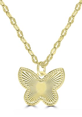 Belk Silverworks Plated Butterfly Pendant Necklace, Gold, 18 in