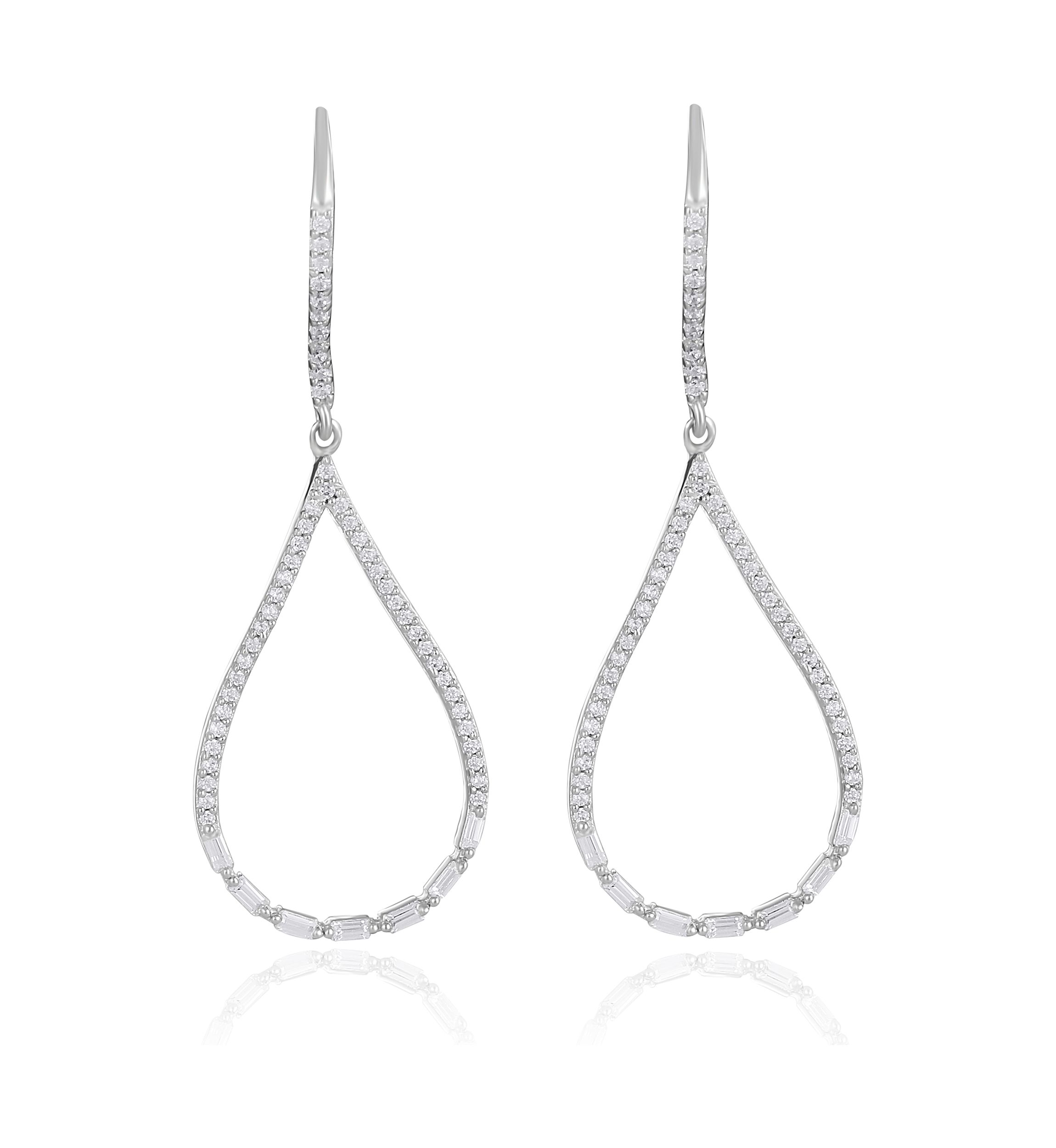 Silver-Plated Cubic Zirconia Open Teardrop Earrings