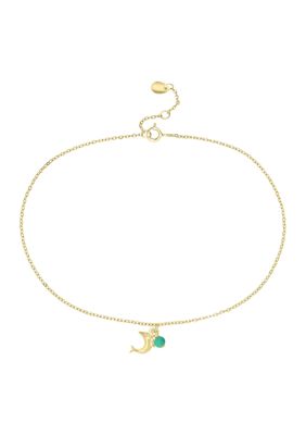 Belk Silverworks Gold Plated Turquoise Dolphin Anklet, 10 in