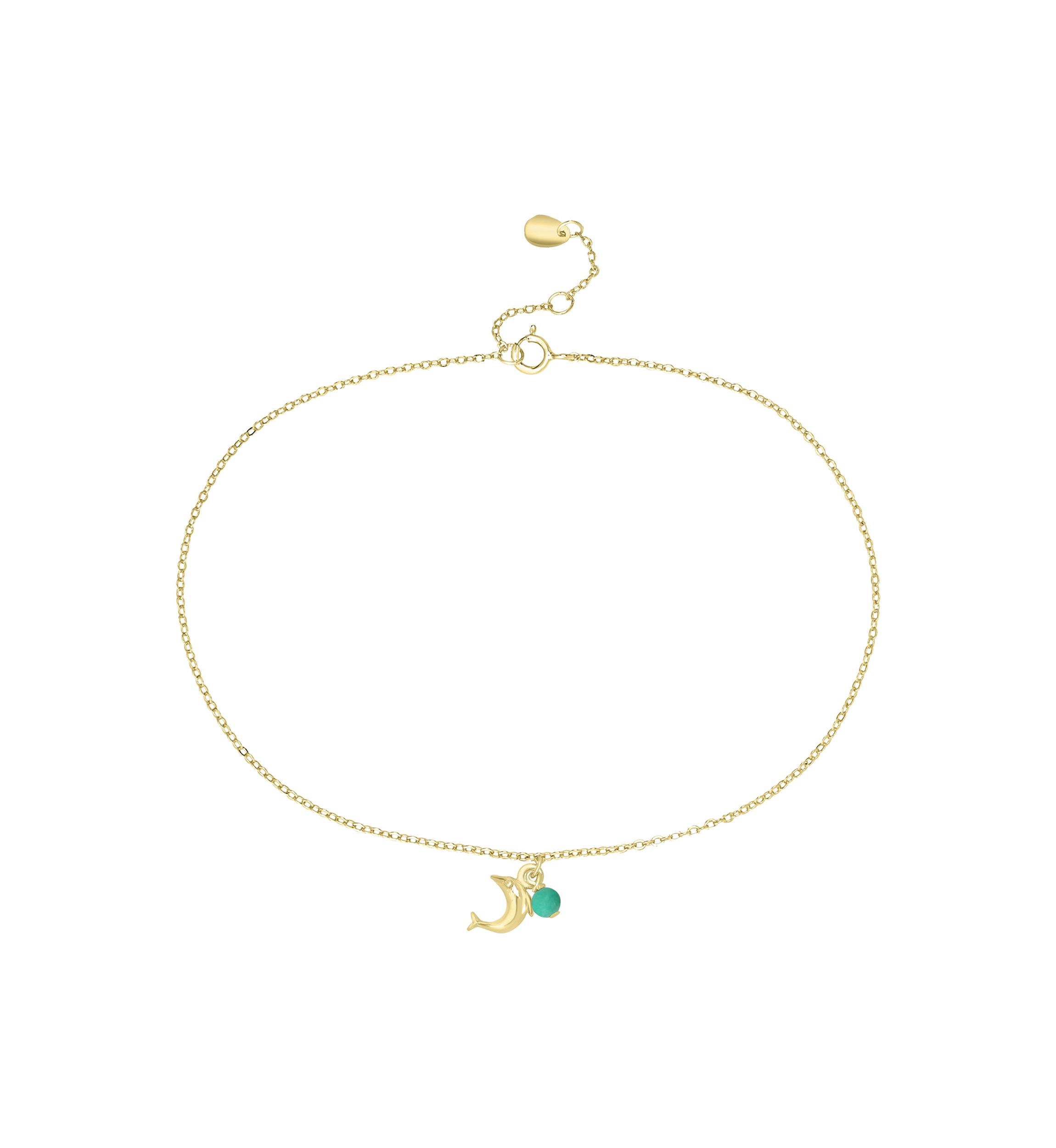 Gold Plated Turquoise Dolphin Anklet