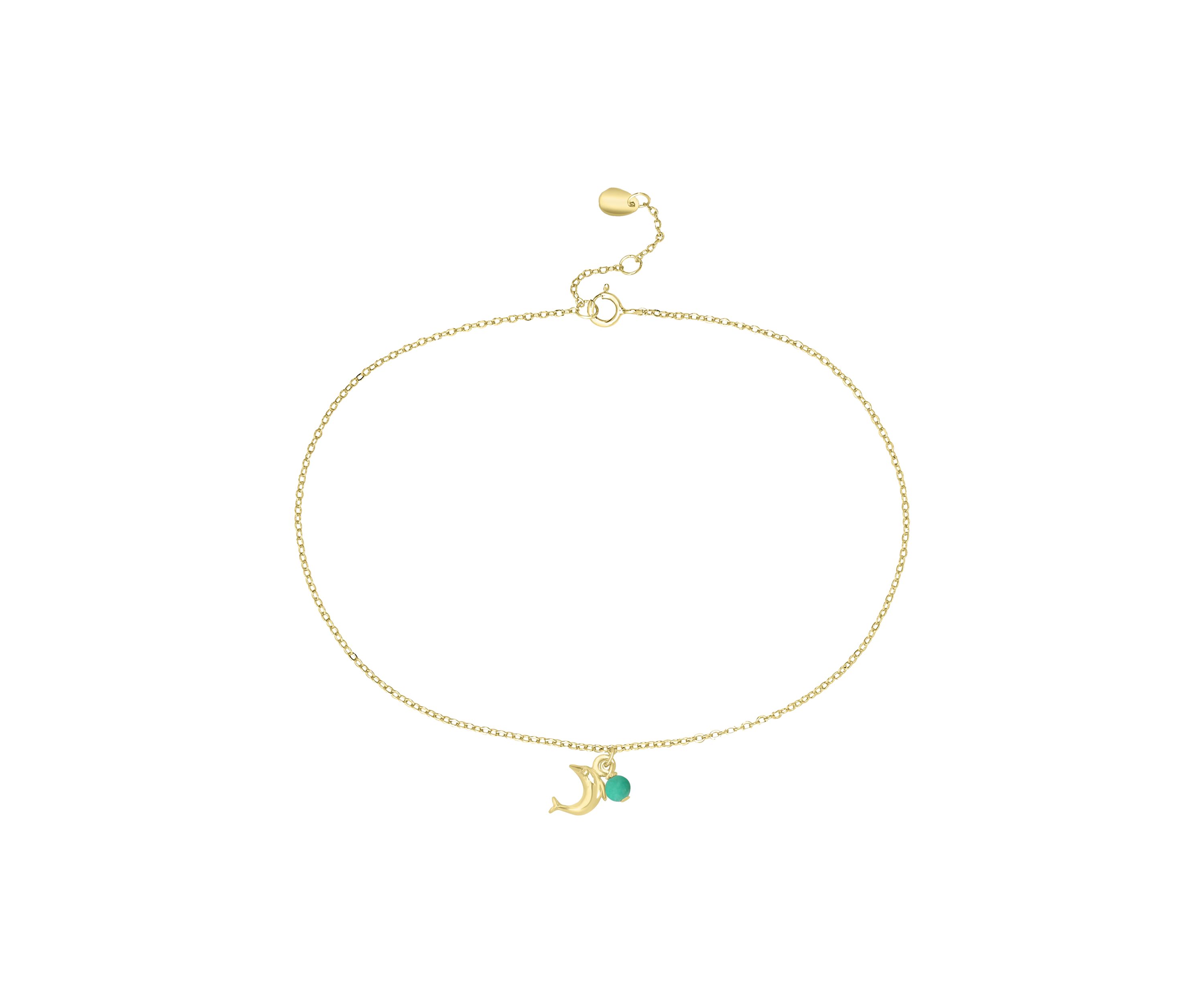 Gold Plated Turquoise Dolphin Anklet