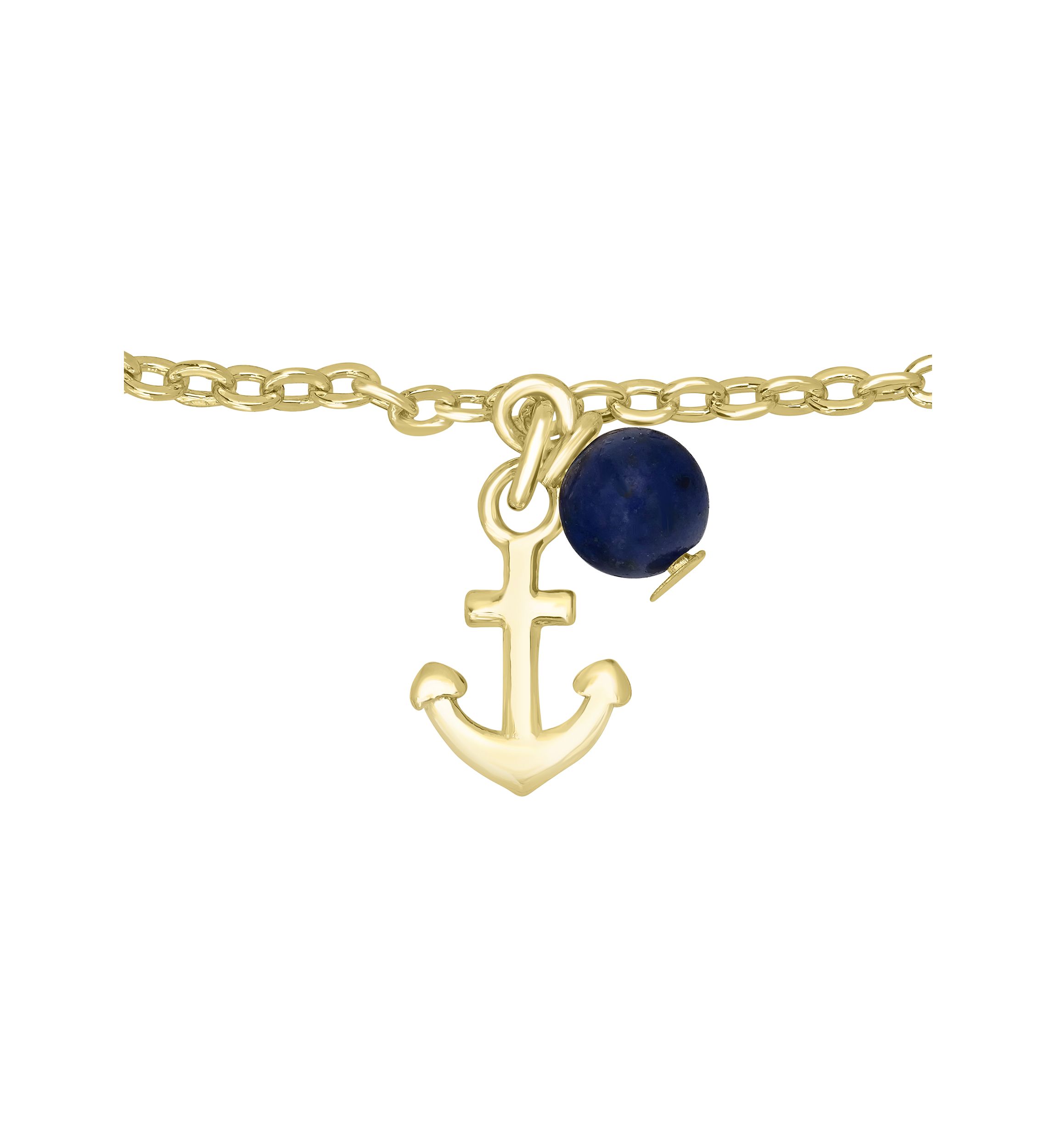 Gold Plated Lapis Anchor Anklet