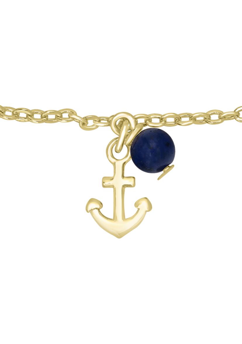 Gold Plated Lapis Anchor Anklet