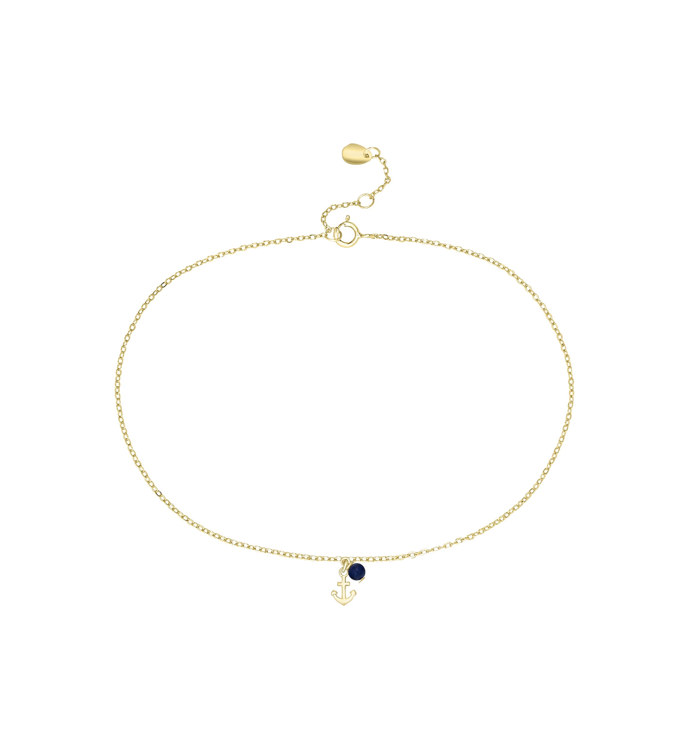Gold Plated Lapis Anchor Anklet