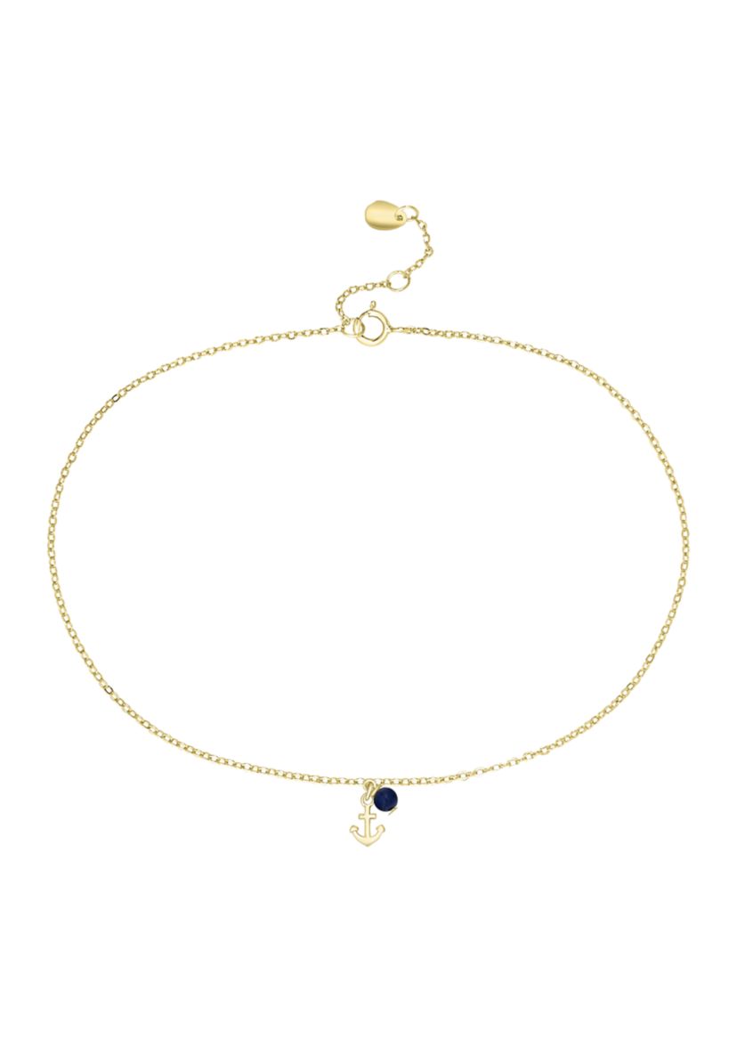 Gold Plated Lapis Anchor Anklet