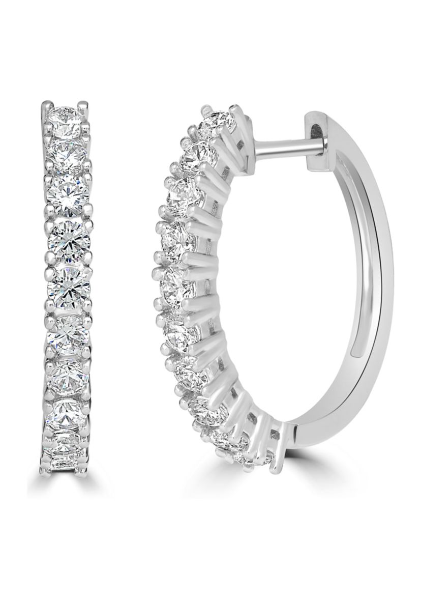 Silver-Plated Cubic Zirconia Hoop Earrings