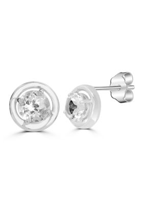 Belk Silverworks White Topaz Halo Sterling Silver Stud Earrings