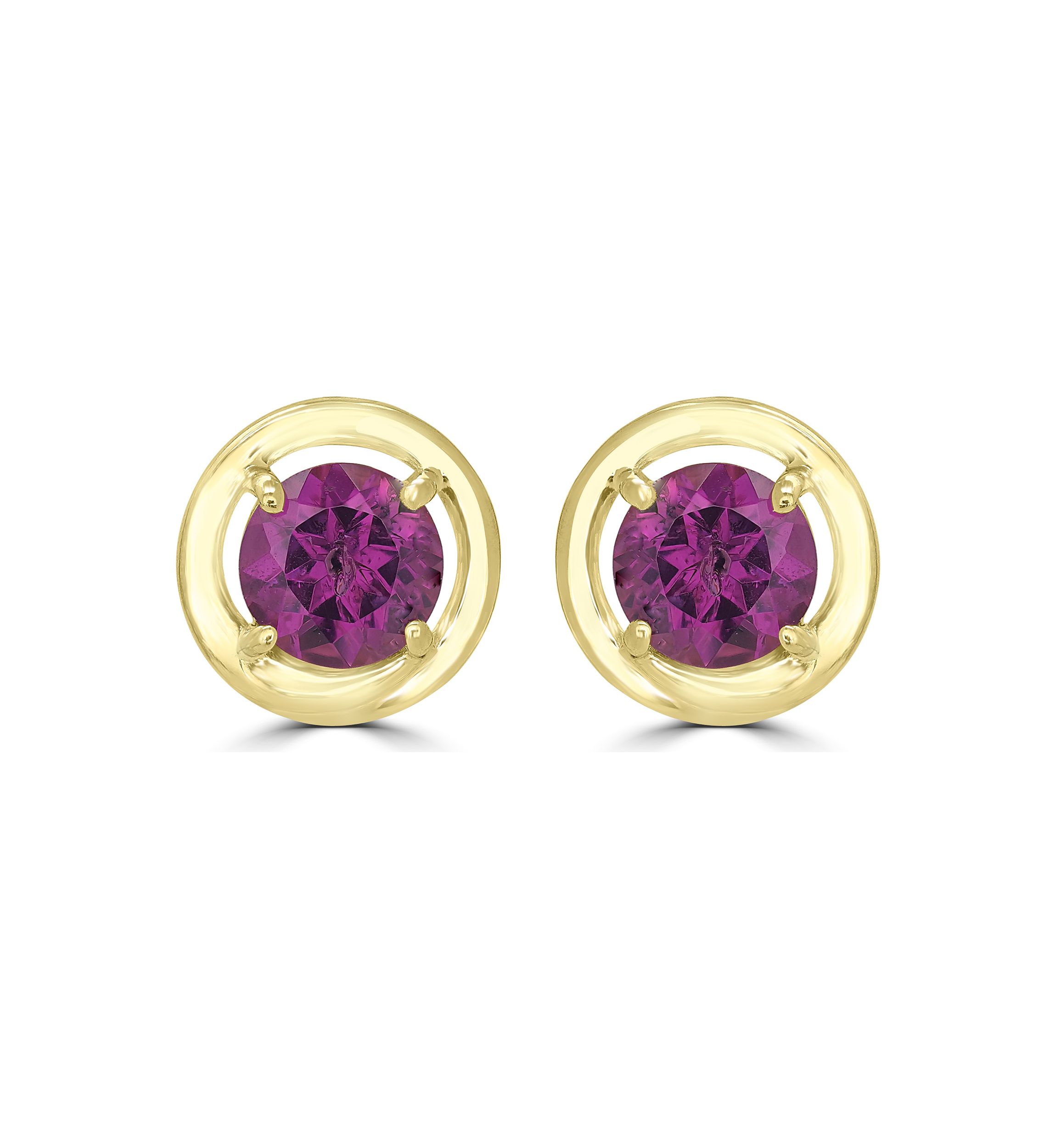 Gold over Sterling Silver Rhodolite Halo Stud Earrings