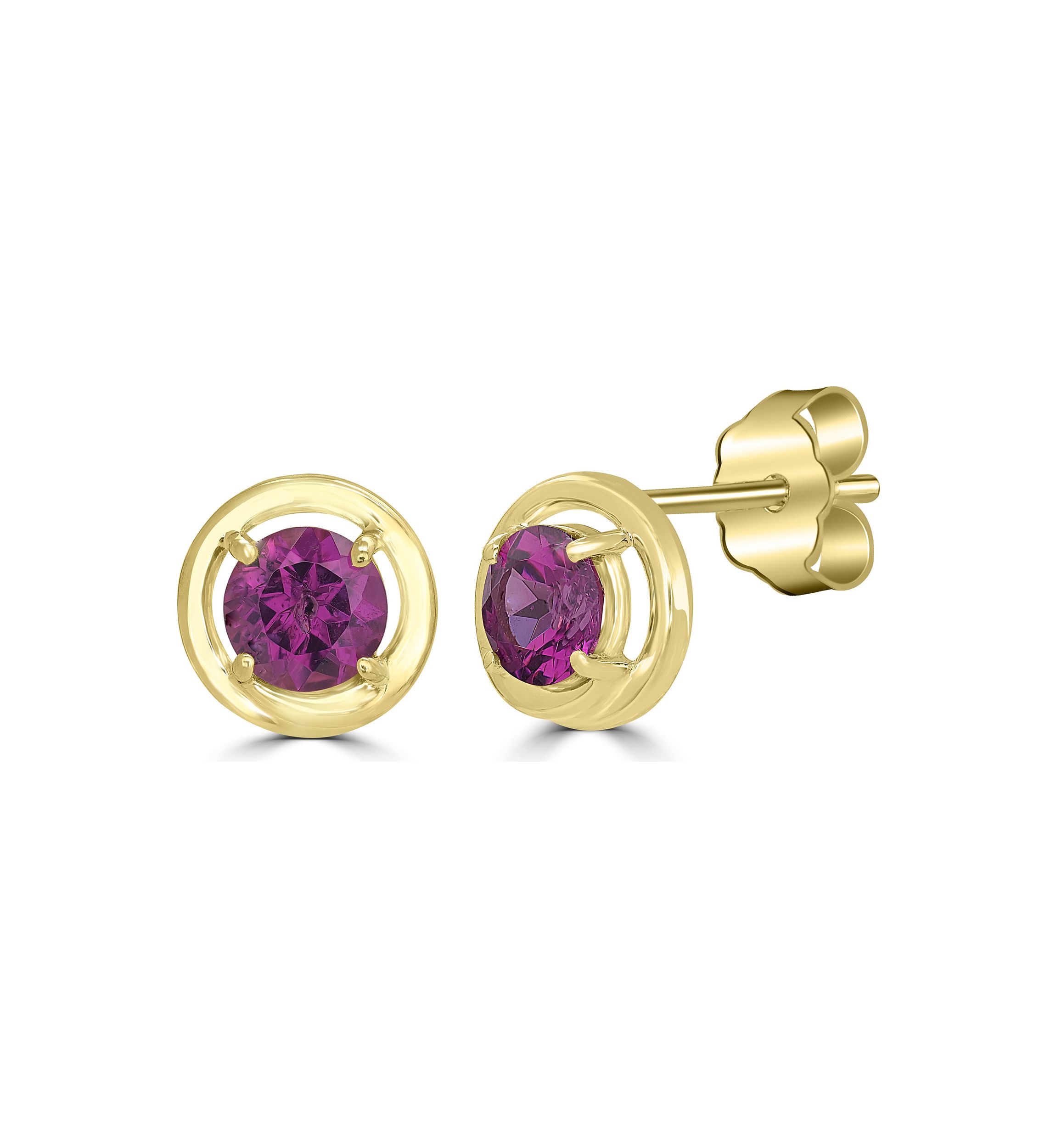 Gold over Sterling Silver Rhodolite Halo Stud Earrings
