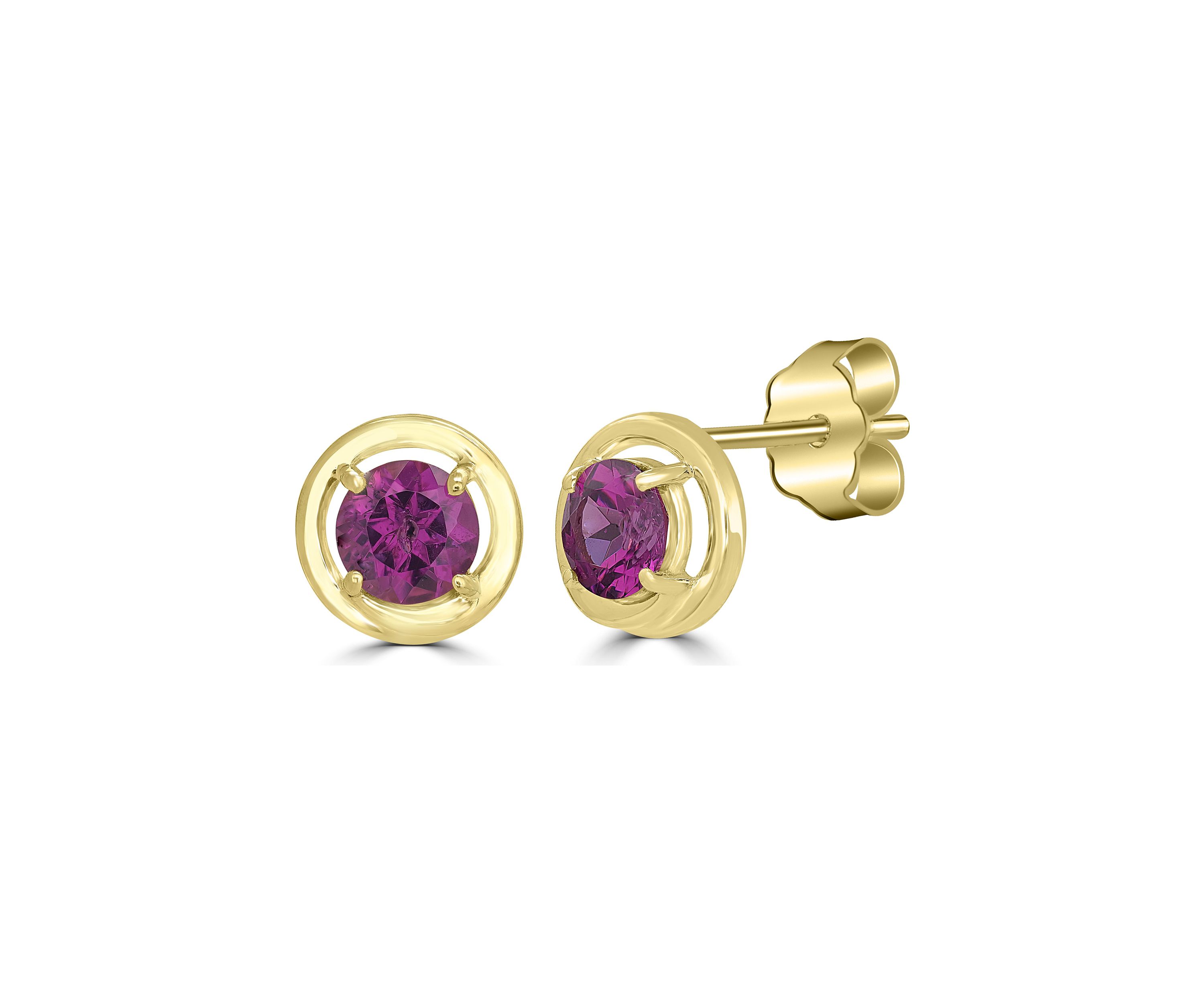 Gold over Sterling Silver Rhodolite Halo Stud Earrings