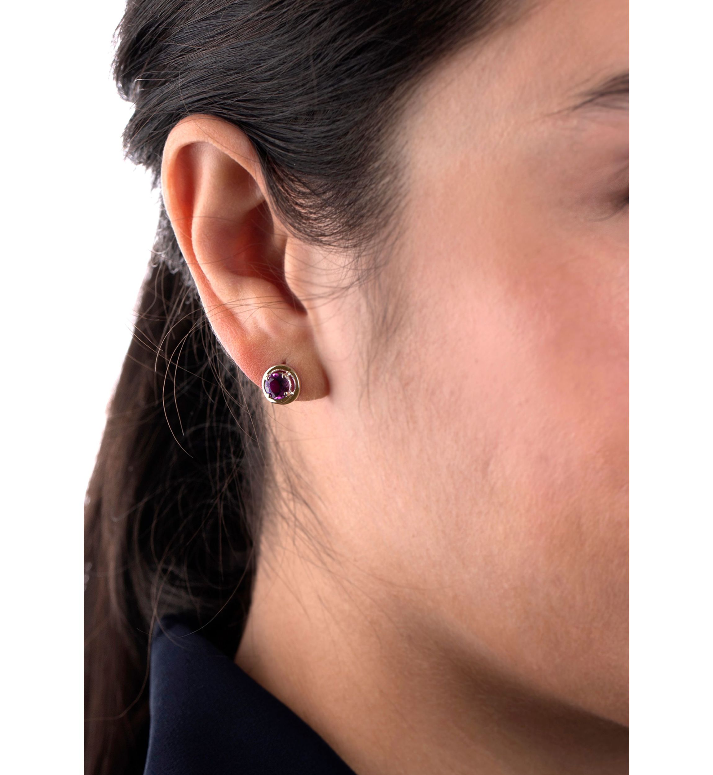 Gold over Sterling Silver Rhodolite Halo Stud Earrings