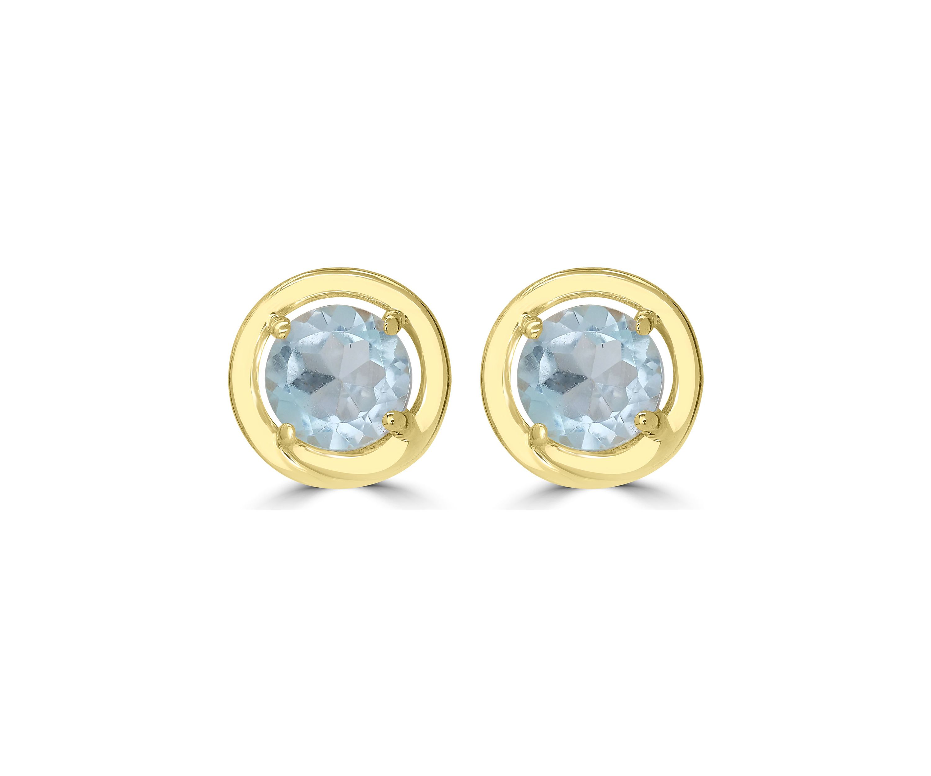 Gold over Sterling Silver Blue Topaz Halo Stud Earrings
