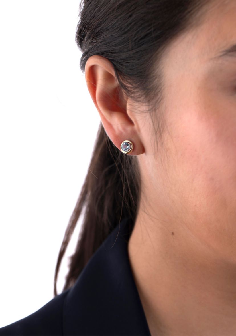 Gold over Sterling Silver Blue Topaz Halo Stud Earrings