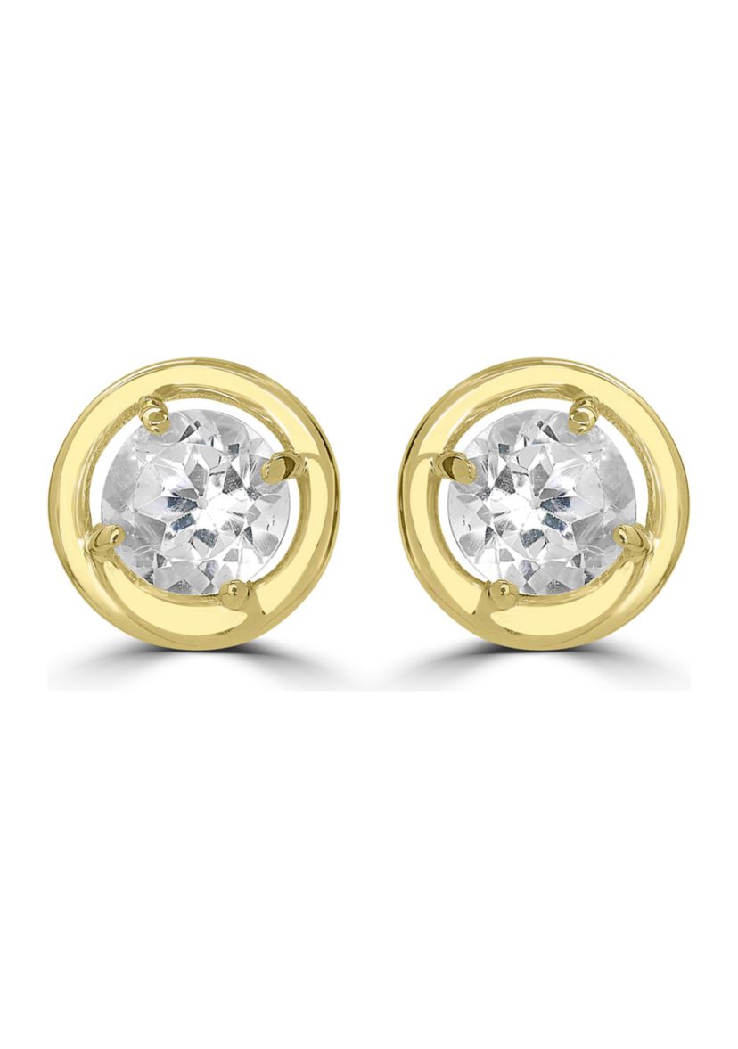 Gold over Sterling Silver Halo Stud Earrings