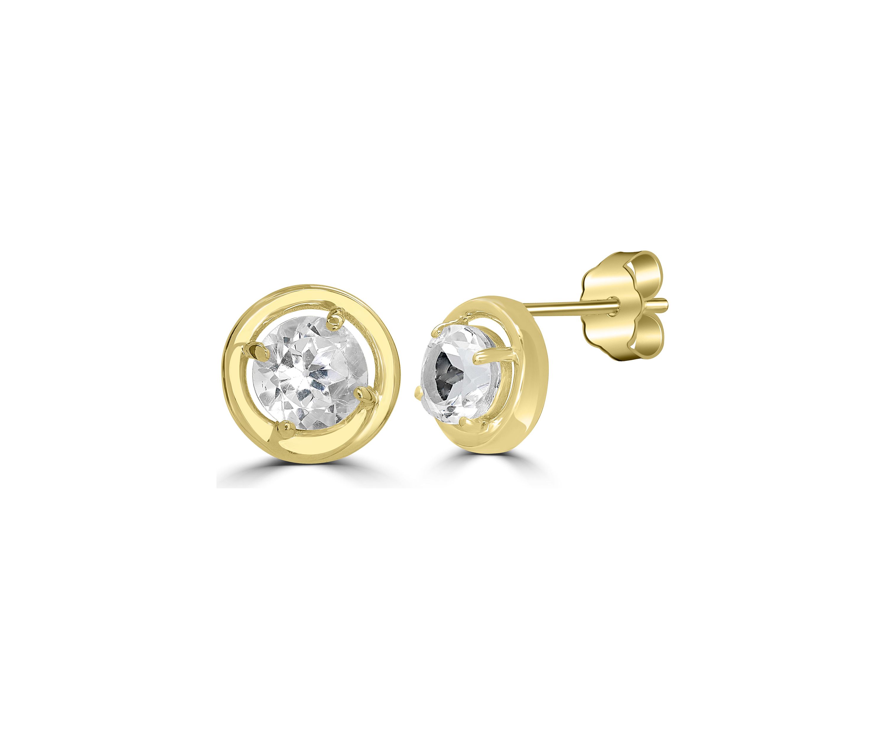 Gold over Sterling Silver Halo Stud Earrings