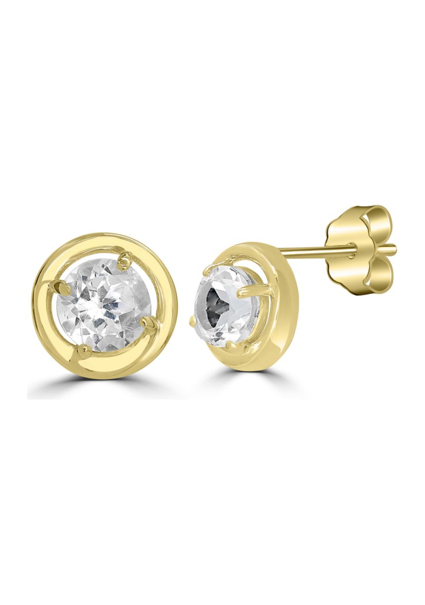 Gold over Sterling Silver Halo Stud Earrings