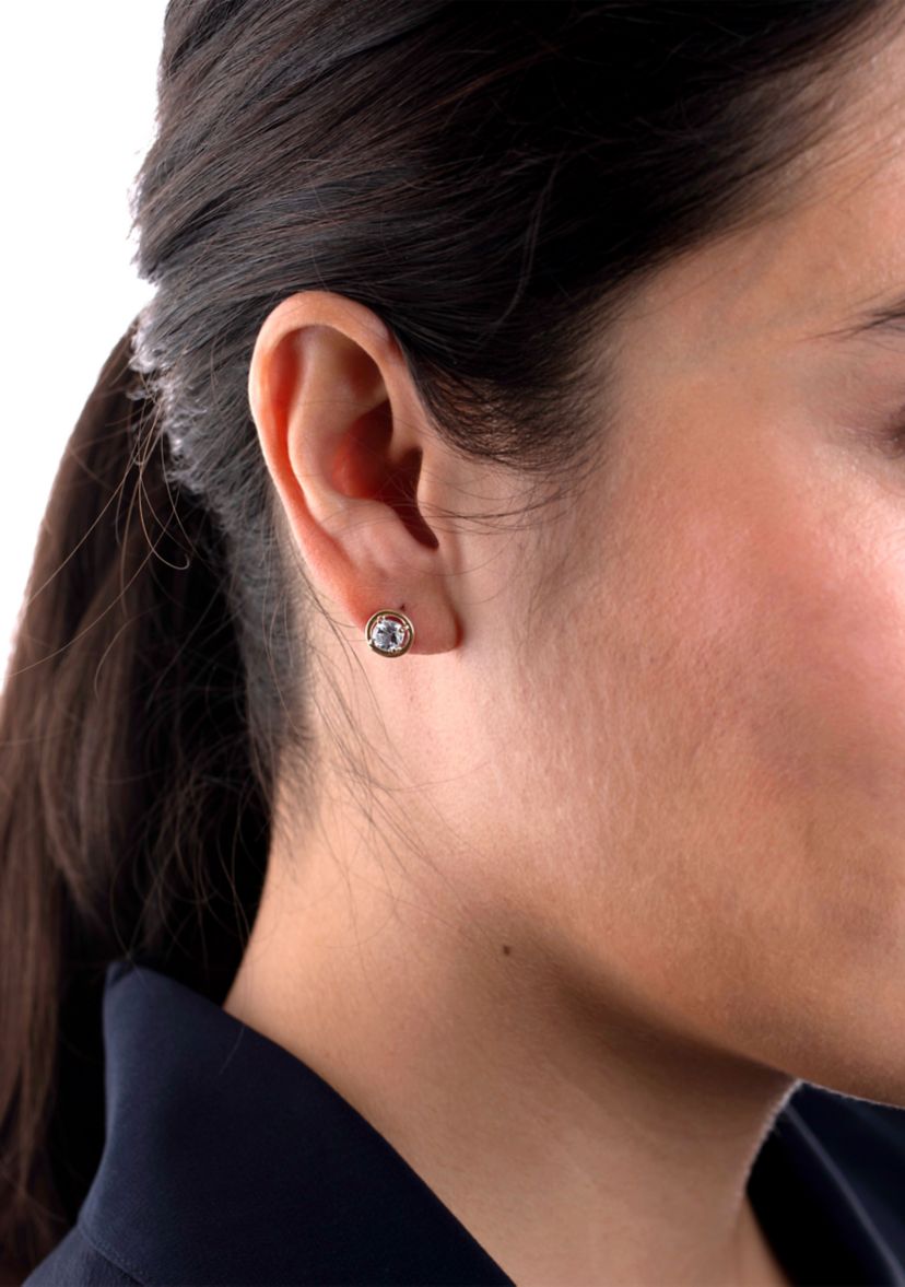 Gold over Sterling Silver Halo Stud Earrings