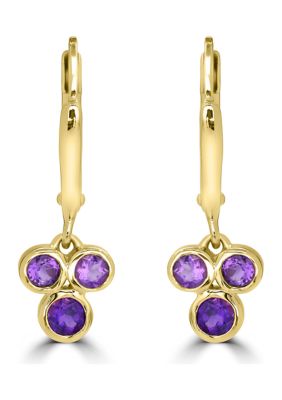 Belk Silverworks Gold Over Sterling Silver Amethyst Leverback Drop Earrings