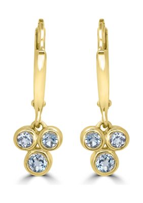Belk Silverworks Gold Over Sterling Silver Blue Topaz Leverback Drop Earrings
