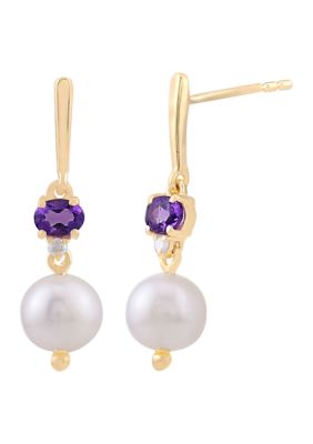 Belk Silverworks Gold Over Sterling Silver Pear and White Diamond Drop Earrings