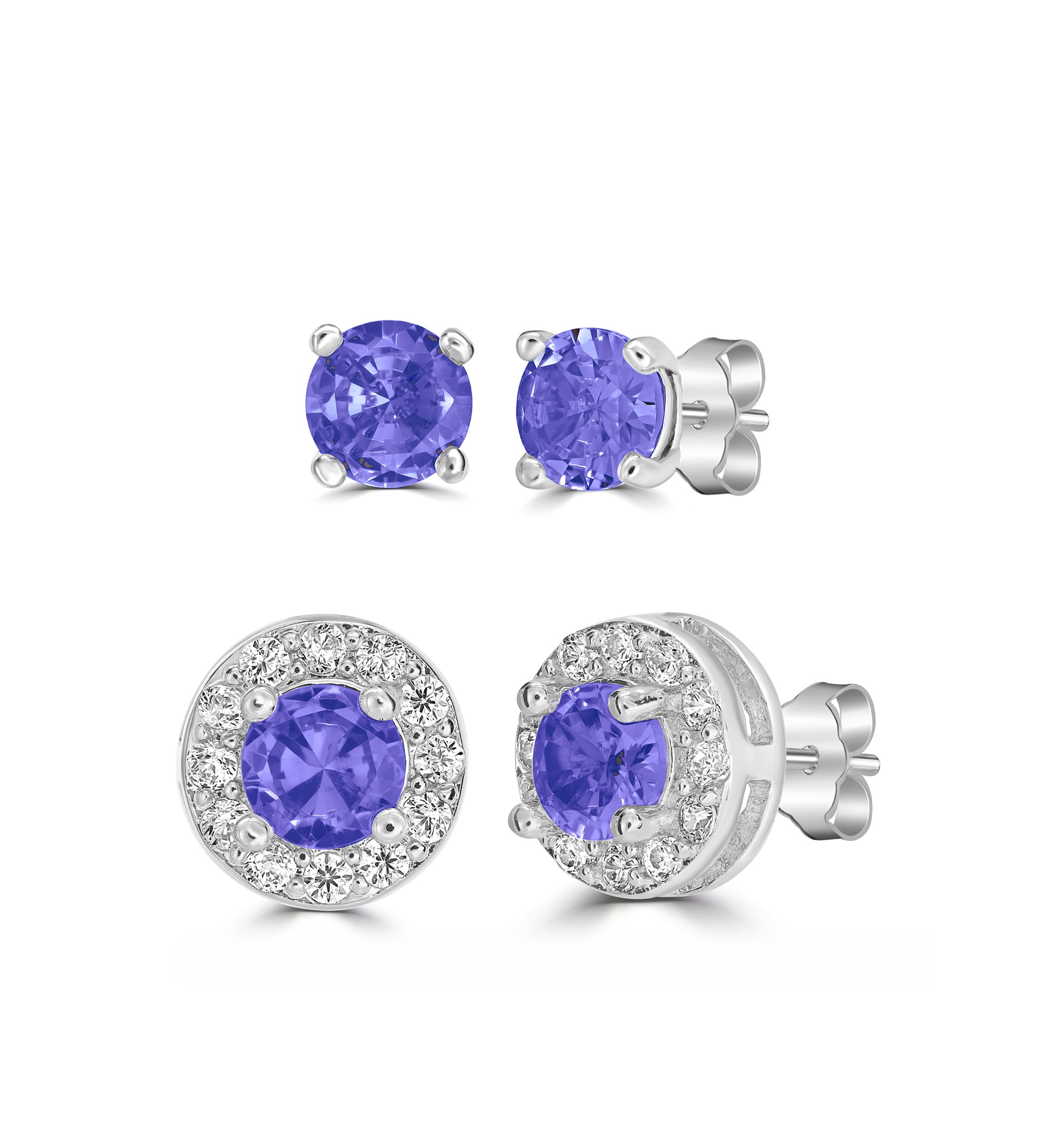 Silver Plated Cubic Zirconia Halo Set 