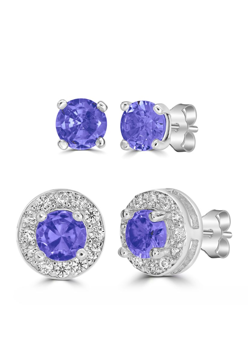 Silver Plated Cubic Zirconia Halo Set 